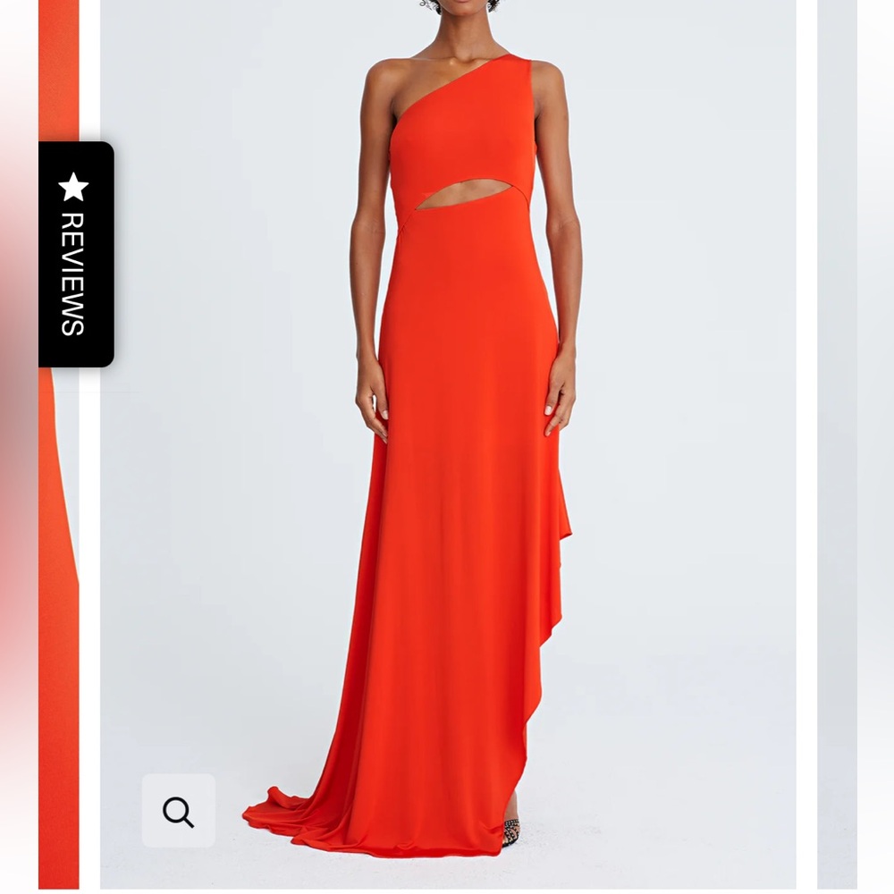 Halston Clara Jersey Cascade Slit Gown